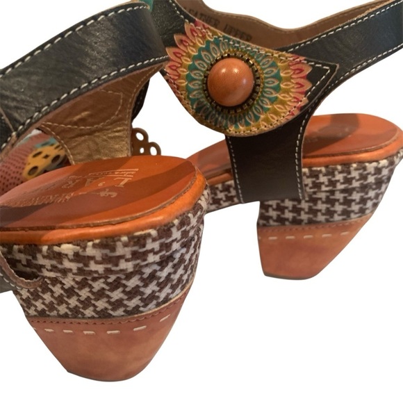 Spring Step L’Artiste Sandal Jive Quarter Strap Camel Multi TanBlackBRN H3”40 8 - Picture 9 of 15